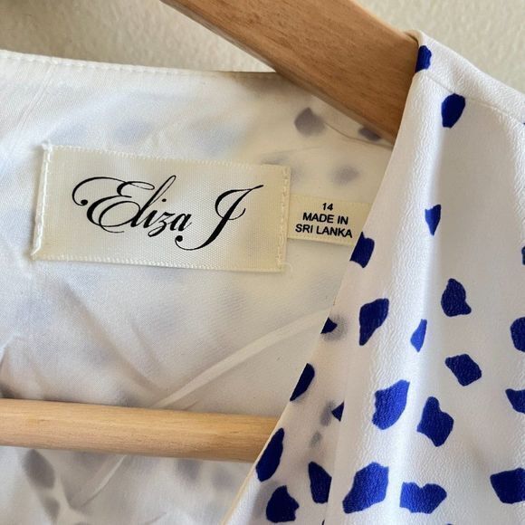 Eliza J Belted Print Fit & Flare Dress Womens Plus Size 14 Sleeveless Lined - Picture 6 of 11